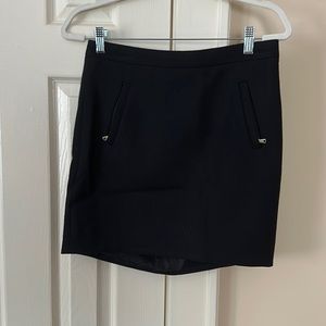 J. Crew Black mini skirt with gold zipper details